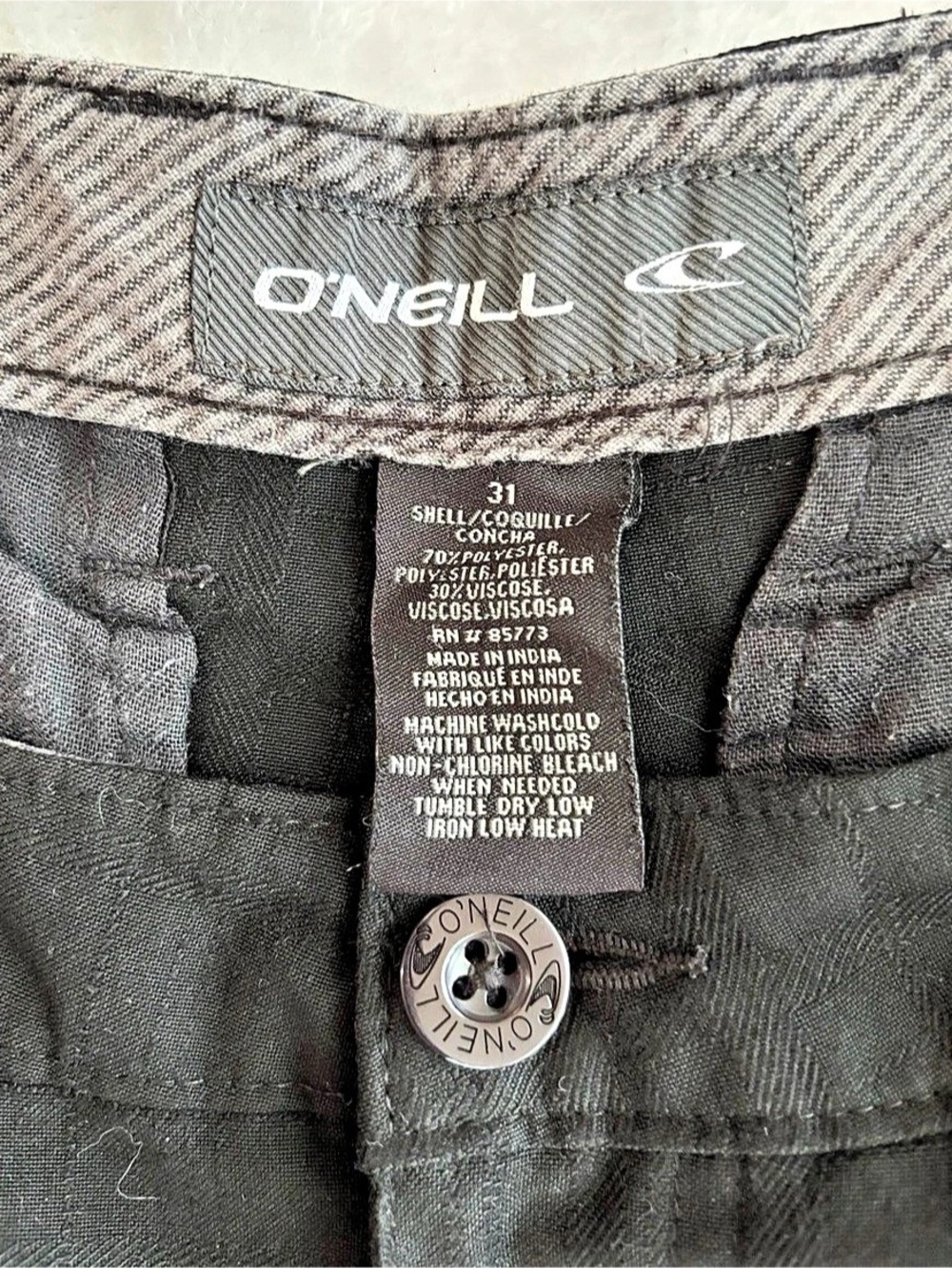 O'Neill Men's Delta Chino Walk Shorts Size 31 Black Flat Front Viscose Blend - Picture 3 of 4